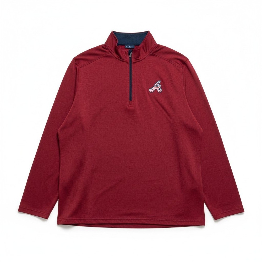 Cutter & Buck Atlanta Braves MLB Quarter Zip Pullover Men XL Red Striped Gorp